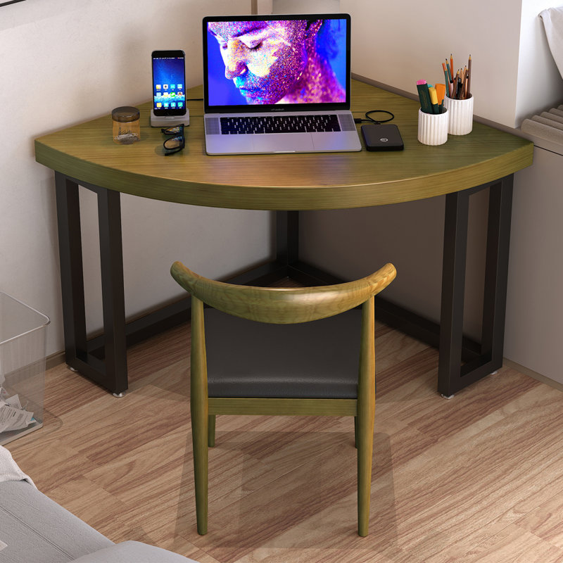 Bureaux en bois massif noyer en demi-cercle, H 29,53 po x l 39,37 po x P 39,37 po