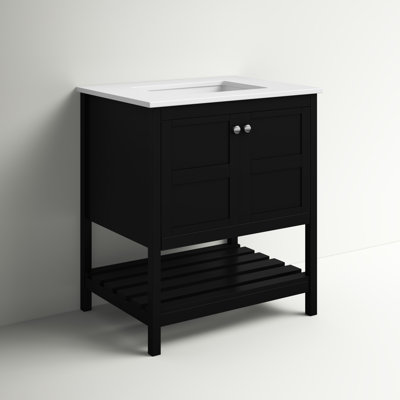 Elena 30'' Single Bathroom Vanity with Engineered Marble Top