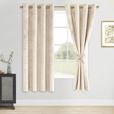 2 Panels Velvet Curtains with Tiebacks - Luxury Grommet Top Window Treatments Room Darkening Privacy Protect Drapes for Bedroom Living Room Home Decor