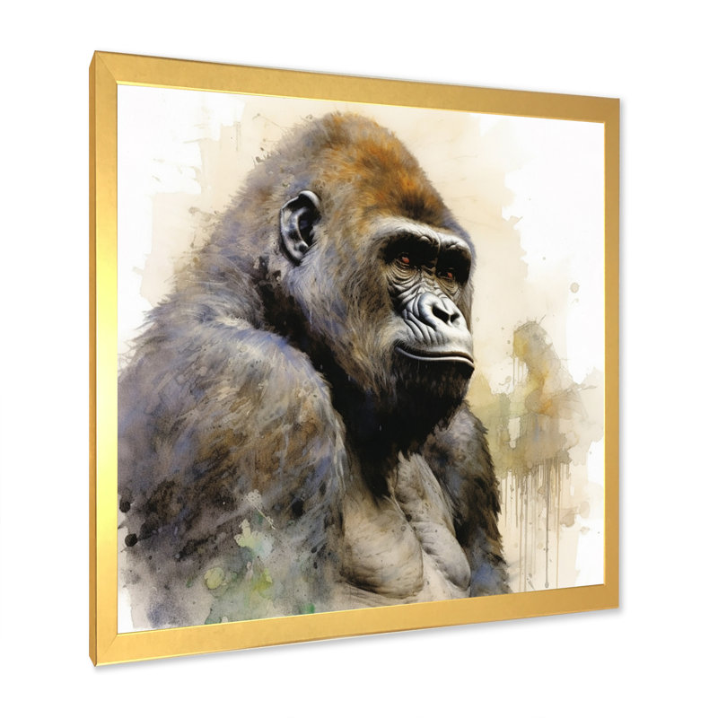 «Powerful Gorilla Primer I» sur toile, H 30 po x l 30 po x P 1 po, Cadre doré à une seule photo
