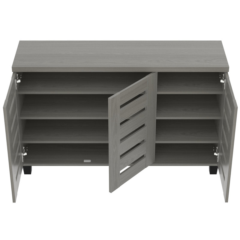 Armoire de rangement pour chaussures 16 paires Millan, Chêne gris chaud