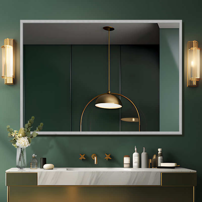 Treiber Metal Flat Mirror, Silver, 38" x 26"