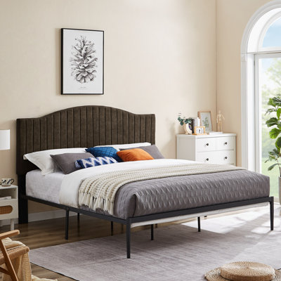 Modern Design Beautiful Line Stripe Cushion Headboard Strong Iron Frame With High Temperature Paint_2