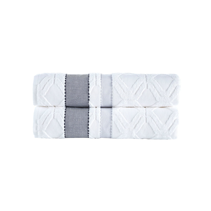 Turkish Cotton Plush Jacquard Bath Sheet, White