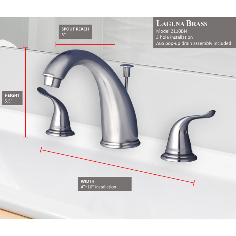 Widespread 2-handle Bathroom Faucet with Drain Assembly, Brushed Nickel