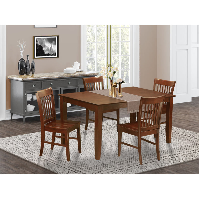 Ensemble de 5 pièces pour 4 pièces comprenant une table de salle à manger rectangulaire et 4 chaises de cuisine, 36 x 60 pouces, acajou