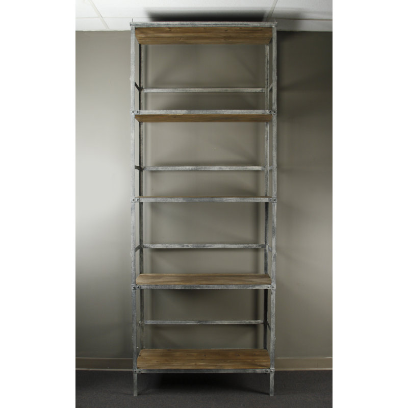Velma Tall Rustic Recycled Pine and Metal Bookcase