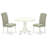3 Piece Dining Set for Small Spaces Contains a Round Dining Room Table with Pedestal and 2 Dark Shitake Linen Fabric Parson Chairs, Linen White-951835603-951835602-1015088891
