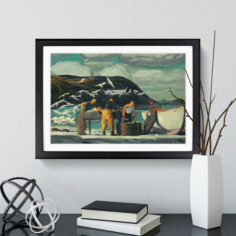 Cleaning Fish by George Bellows - Picture Frame Painting, 36cm H x 48cm W x 2cm D, Black Framed