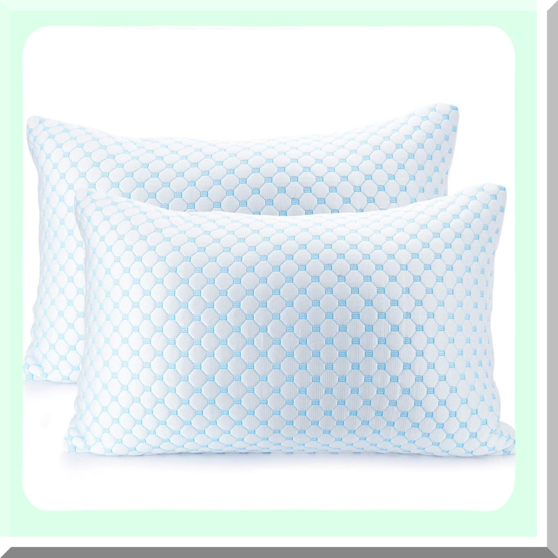 CoolDream Memory Foam Gel Pillow - Reversible Cover, Breathable Cooling Technology, Side Sleeper Support - Queen Size 18 x 26, 2 Pack