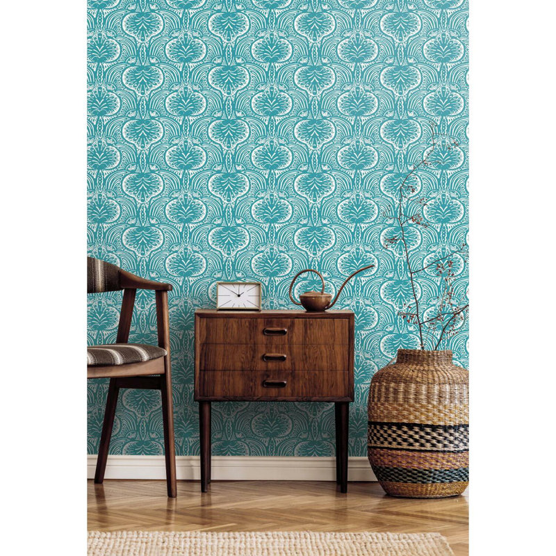 Rouleau de papier peint lisse L 27 pi x l 27 po, Turquoise