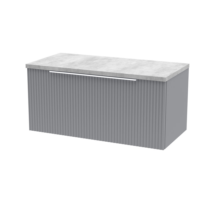 Fluted 80Cm Wall Mounted Bathroom Vanity Base, Satin Grey