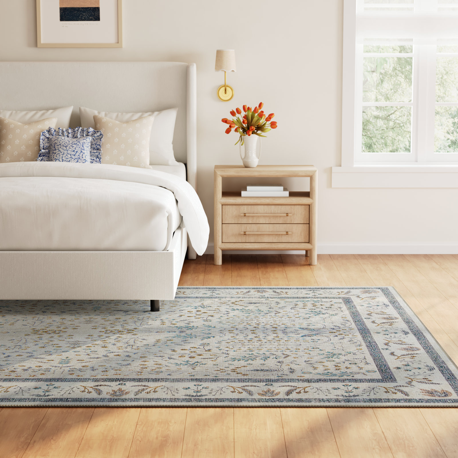 Rifle Paper Co. x Loloi Maison Wisteria Cream Rug, Rectangle 5' x 7'6"
