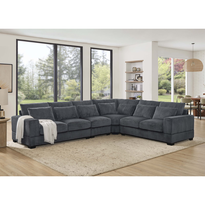 Canapé modulaire Laguna, Velours côtelé gris