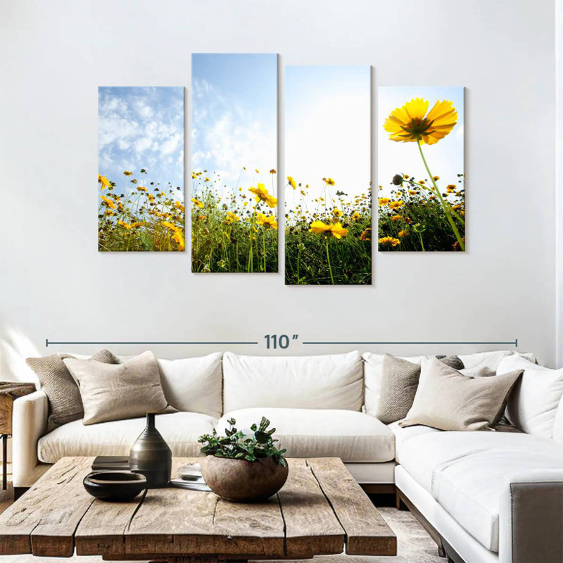 Harnek Yellow Summer Flowers, 54'' H x 84'' W