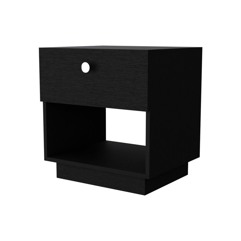 1 table de chevet noire avec rangement de chambre à coucher contemporain, Black