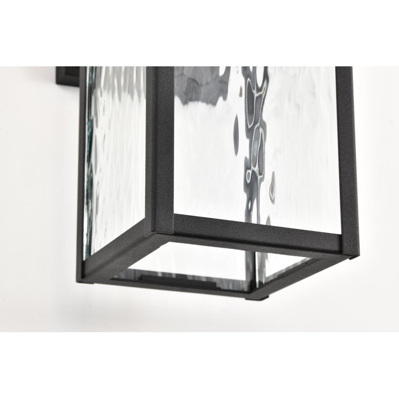 Austen Matte Black and Clear Water Glass Smart Outdoor Wall Lantern