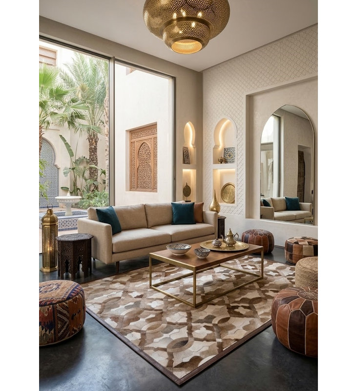 Tapis brun clair brun clair à motif de treillis Abani, 4 pi x 6 pi