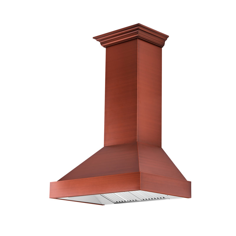 30" 400 CFM Ducted Wall Mount Range Hood, Hand-Hammered Copper, 30" W