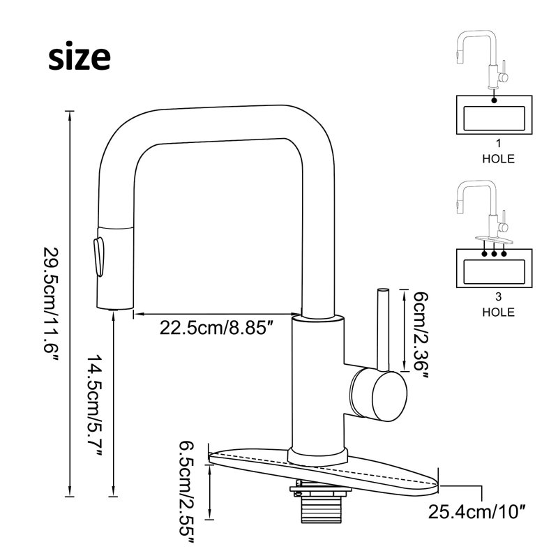 Kitchen Faucet With Pull-Out Sprinkler Head Single Handle Stainless Steel Kitchen Sink Faucet, Brushed Gold