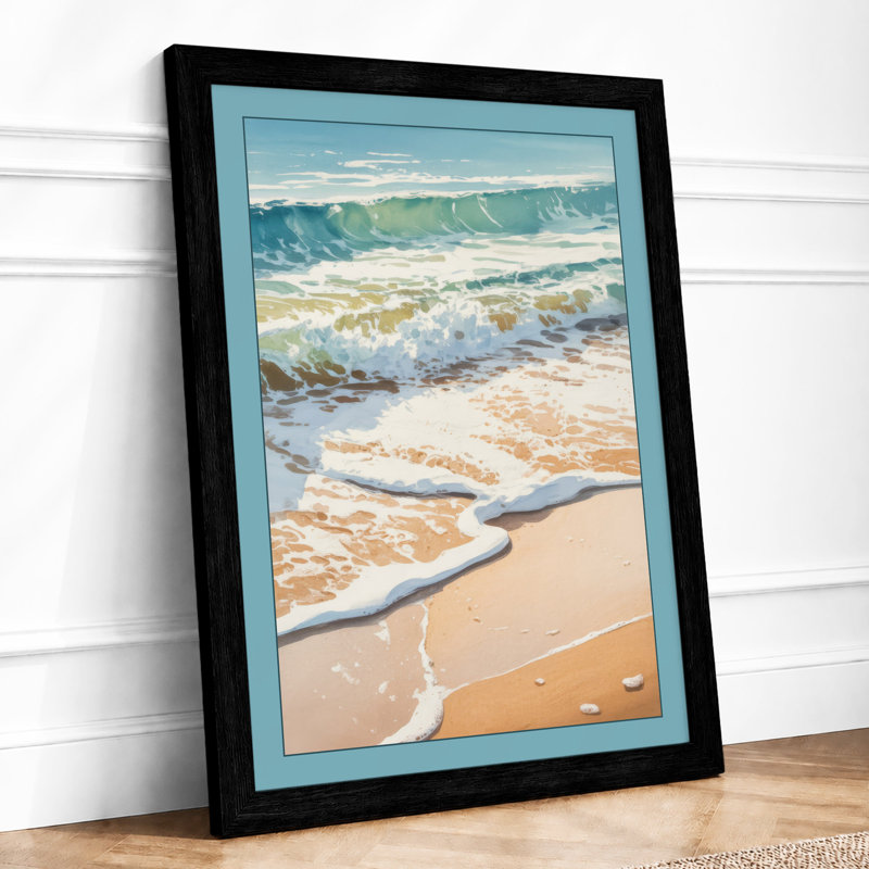 Waves at Midday Coastal - Framed Print, A4 - 29.7 x 21.0 cm, Black