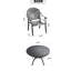 Chaises et table de patio noires en fonte d'aluminium, coussins rembourrés et confortables