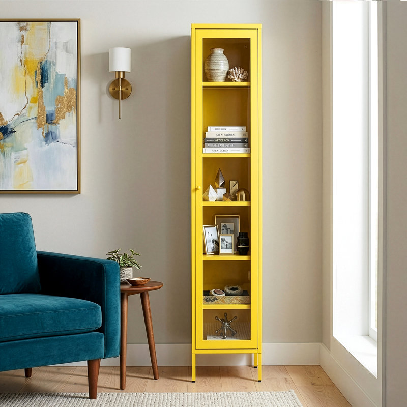 Armoire de rangement à 4 tablettes Kyoung, Yellow