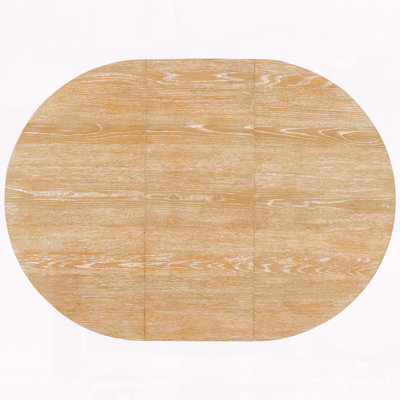 Solid Wood Round Extendable Dining Table – 41.3" to 57.3" with 16" Leaf, Natural