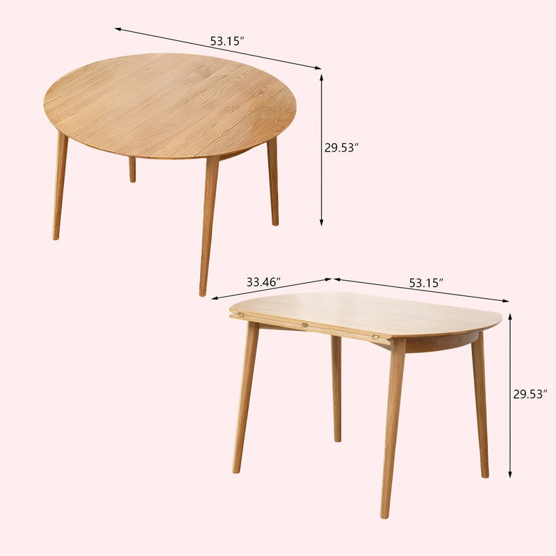 Table ronde pliante en chêne massif Minimalist, H 29,53 po x l 53,15 po x P 33,46 po