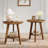 Solid Wood Round Side Table Set Of 2, 2-Tier End Table With Storage Shelf