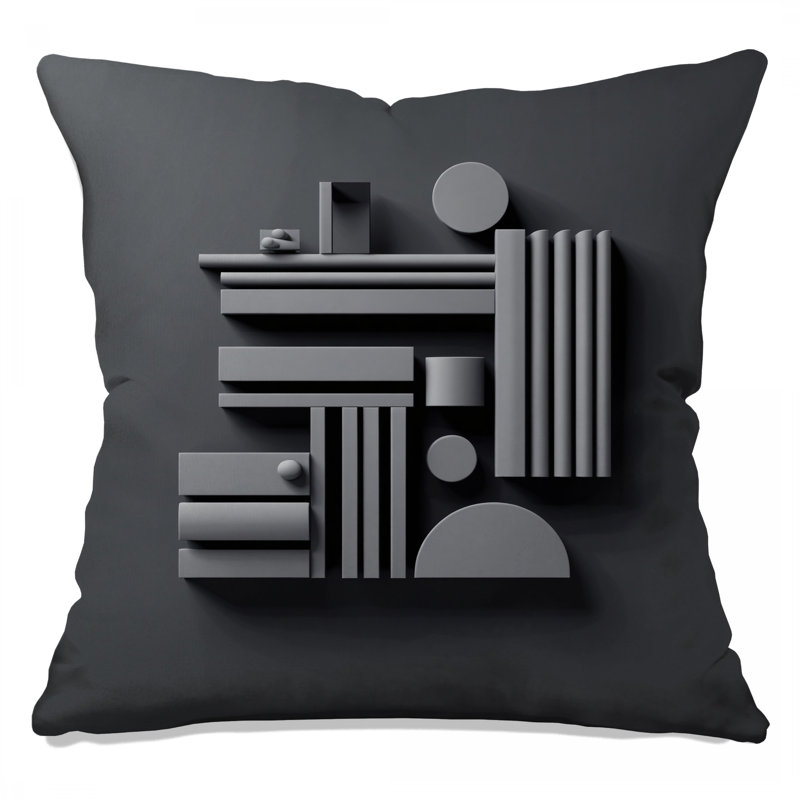 Gray Geometric Shapes Double Sided Throw Pillows, 14 x 14 inches
