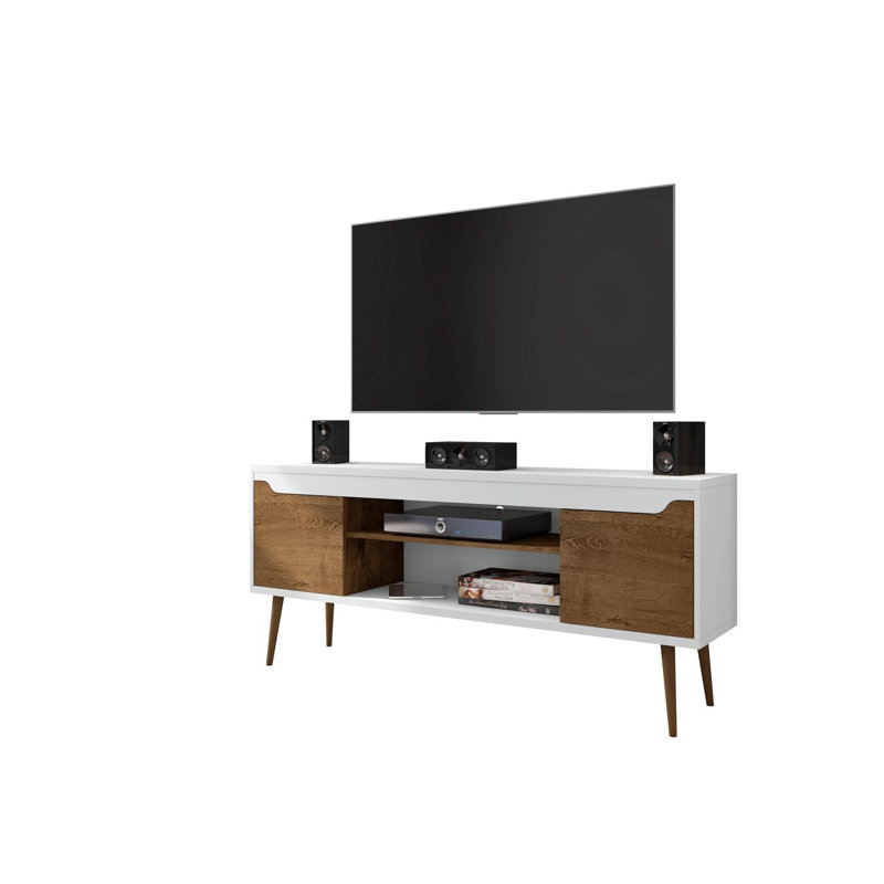Delaini TV Stand for TVs up to 60", White/Rustic Brown
