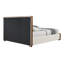 Grand lit rembourré beige et noyer Kaleea