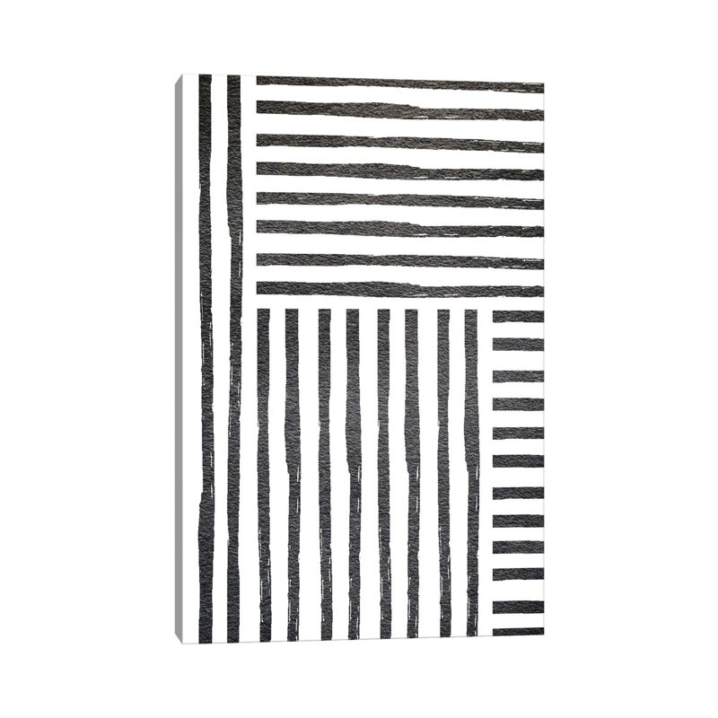 Black White Stipes by Leah Straatsma - Wrapped Canvas Gallery-Wrapped Canvas Giclée, 101.6 cm H x 66.04 cm W x 3.175 cm D