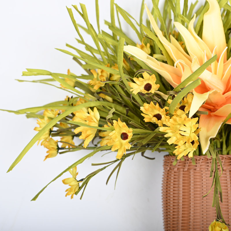 Arrangement floral de marguerite artificielle pour porte d'entrée, Protea Cynaroide, Jaune