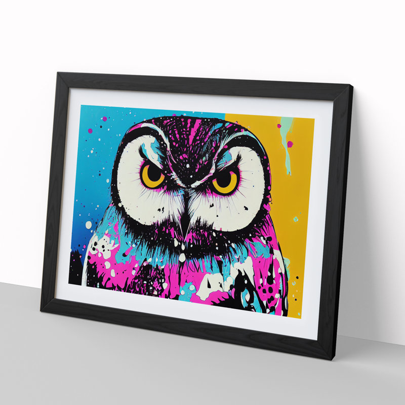 XH1022-6558X Owl Splash Vol.3 1 Piece Single Picture Frame Wall Art, 46cm H x 64cm W x 2cm D, Black