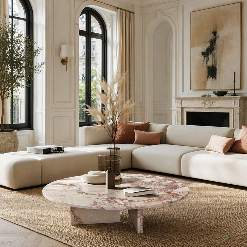 marbre naturel, table basse, pierre du salon, 90,4 x 9,8 pouces / 90 x 25 cm, marbre véritable, marbre véritable, Pink