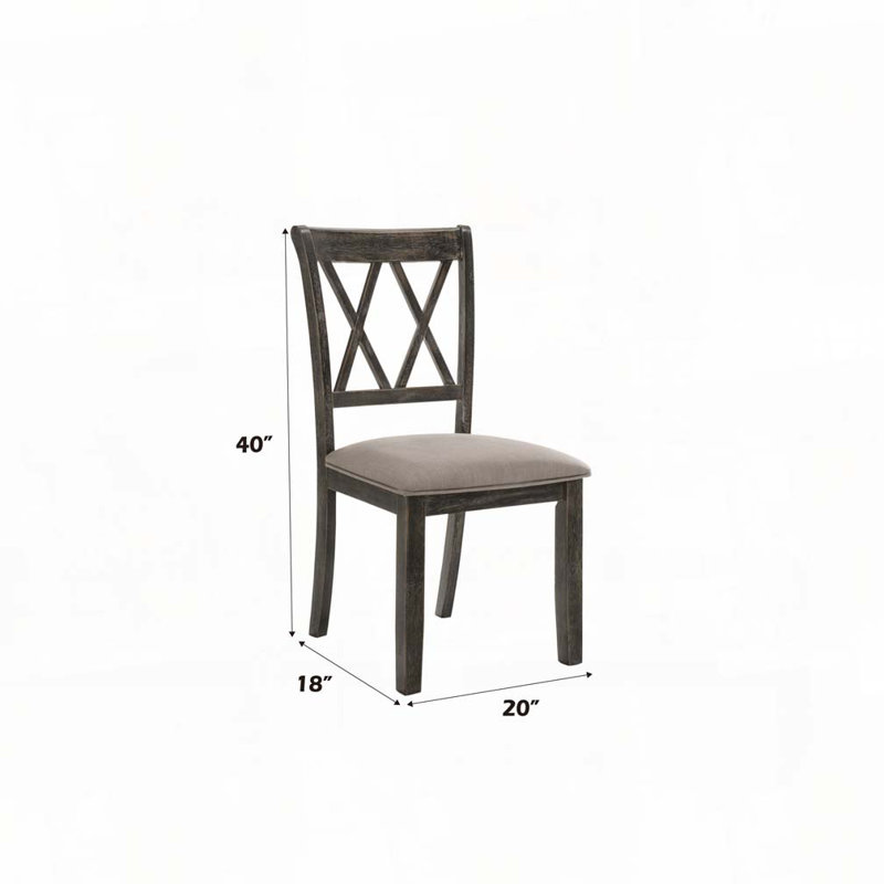 Chaise rembourrée avec pieds en bois, Gris, Espresso