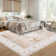 Modern Floral Machine Washable Rug for Living Room Stain Resistant Ultra Soft Low Pile Floor Cover Foldable Lightweight Non Slip Carpet for Bedroom, Dining Room