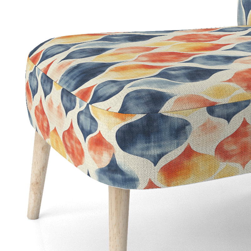 Chaise d'appoint moderne et bleue Ikat, Chaise d'appoint sans accoudoirs