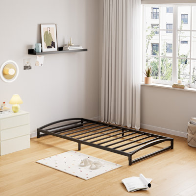 Cama individual baja metálica - Plataforma robusta, lamas de acero, soporte silencioso, montaje fácil, sin base adicional, antideslizante - Negro, Twin, 6 pulgadas