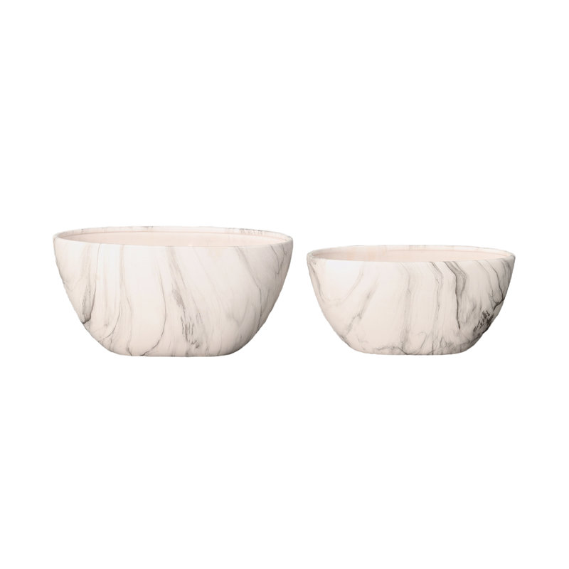 Ceramic Low Oval Pot Matte Finish White