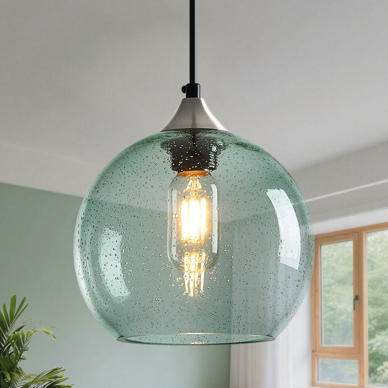 Luminaire suspendu moderne pour îlot de cuisine Dariyon, H 7,08 po x l 7,87 po x P 7,87 po, Vert clair