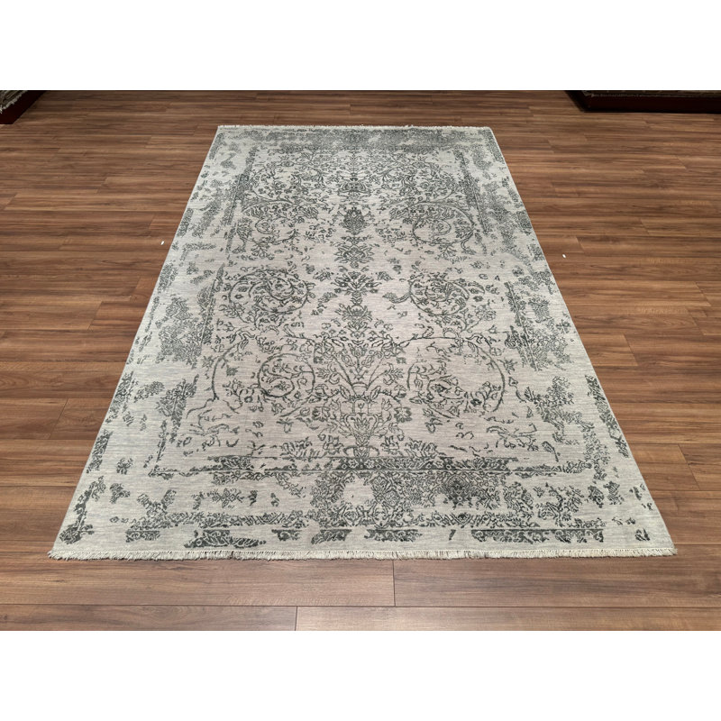 Tapis gris en laine noué à la main Original Original