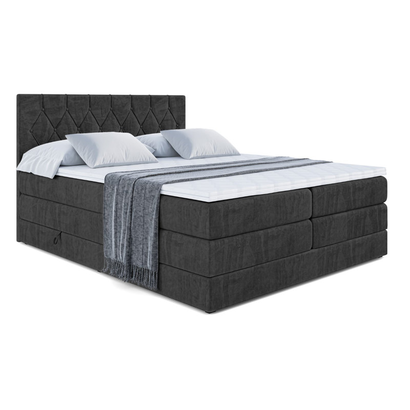 Brixon Pocket Spring Mattress Divan Bed Set, Black, 120cm W x 200cm D
