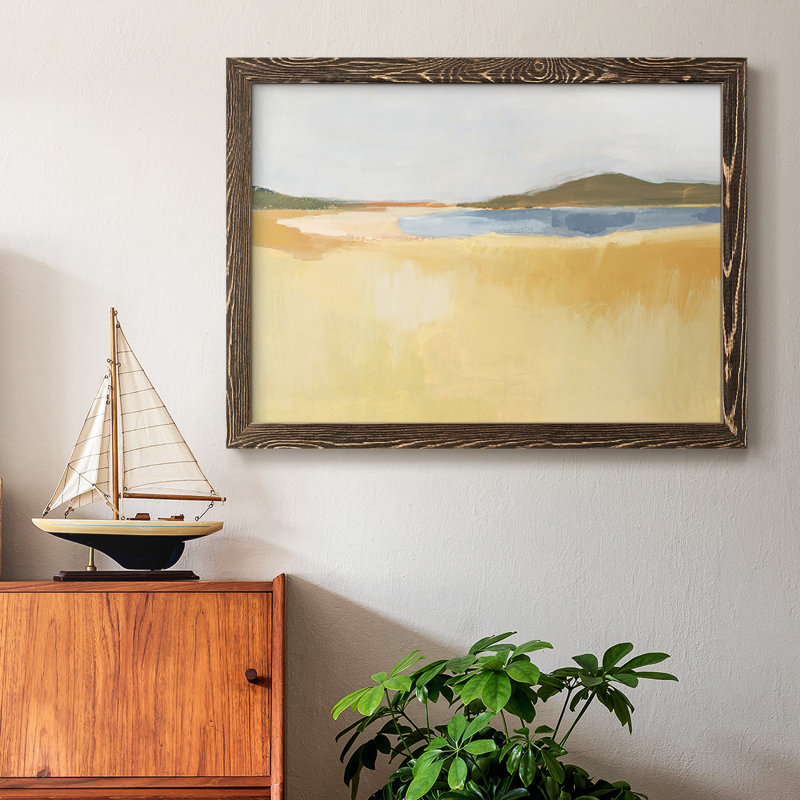 Ochre bord de mer I - Toile tendue avec châssis rustique, Noyer, H 26 po x l 38 po x P 1,5 po