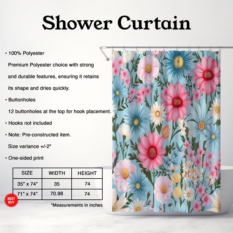 Fresh Bloom - Premium Shower Curtain, 74"H x 71"W