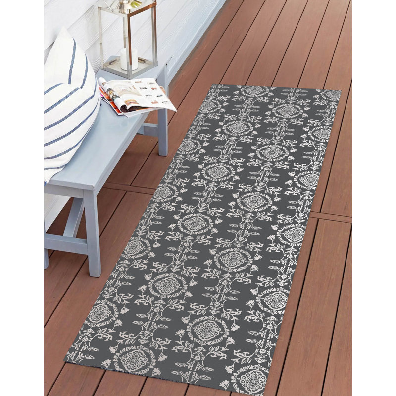 Jackie Soft Step Outdoor Area Rug, Charcoal, Runner 8' x 2'6"