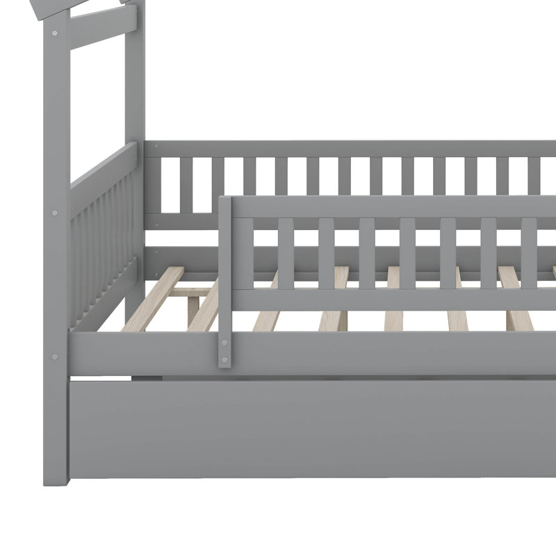 Lit gigogne en bois, Gris, Lit double