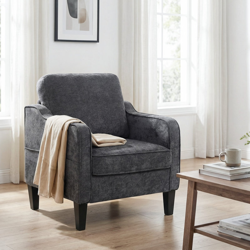 Upholstered Armchair, Dark Gray